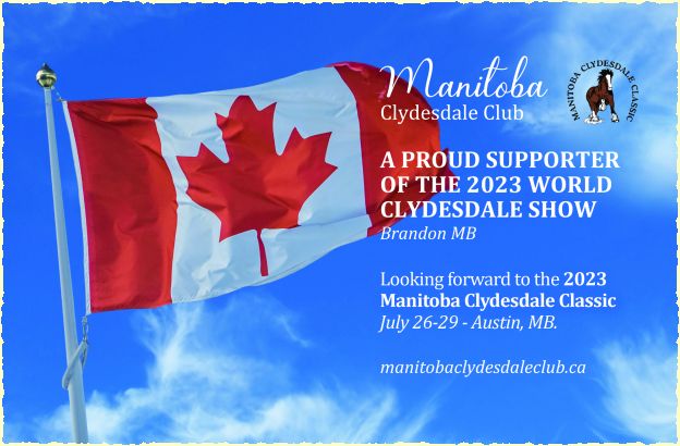 Advertisement for 2023 World Clydesdale Show and Manitoba Clydesdale Classic